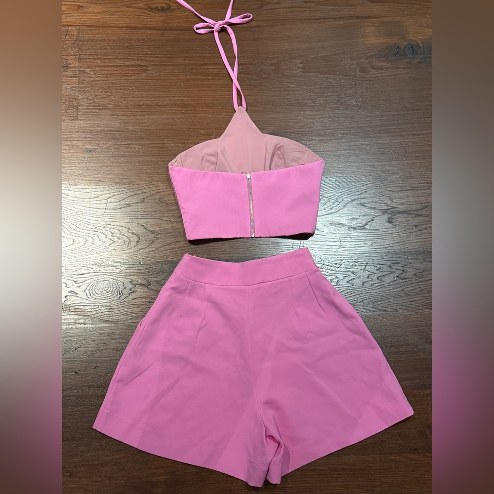 PatBO Vick Pink Star Embellished Crop Top & Pleated Shorts Set - Picture 4 of 13